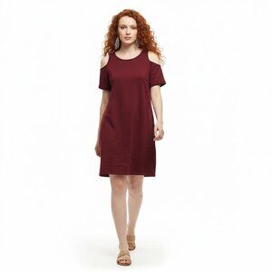 Torrid Cold Shoulder Wine Red Cozy Fleece Sweatshirt Dress Size 1X